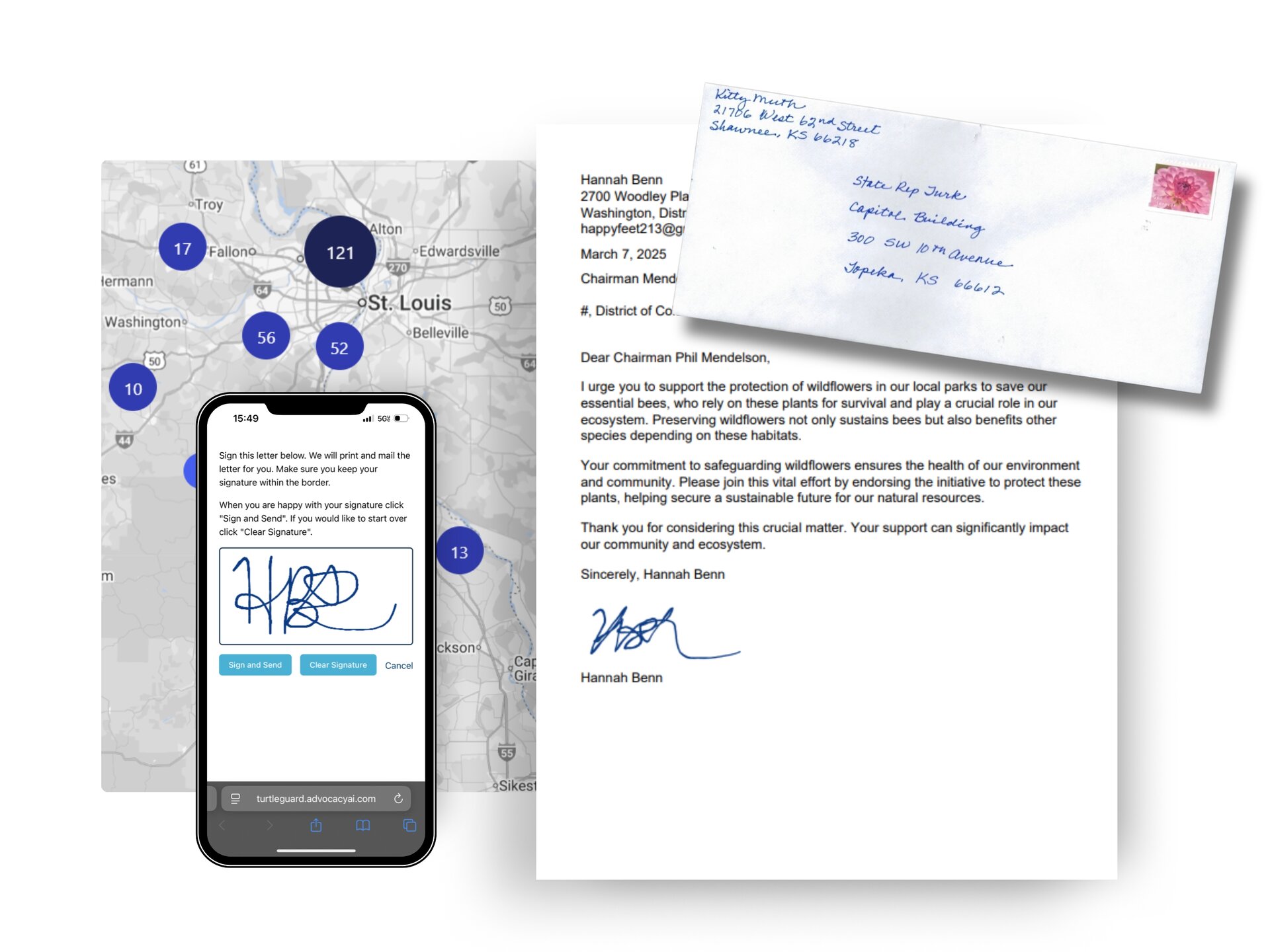 Hand-signed letters, delivered at scale.